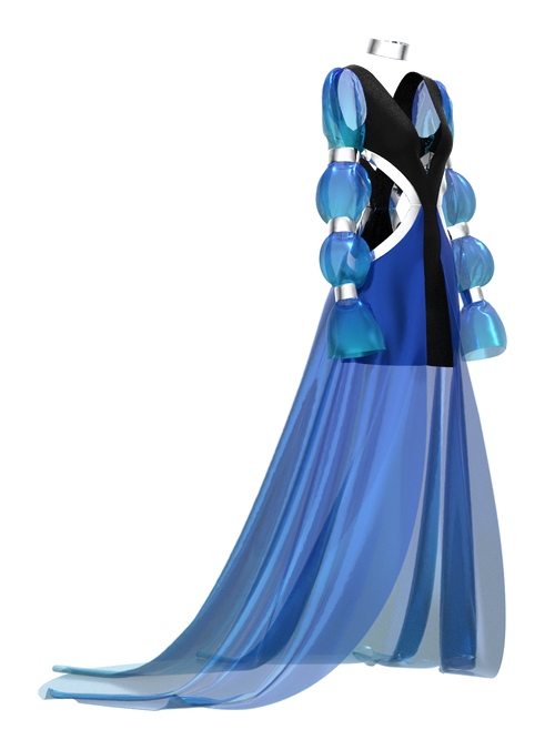 Armored blue dress
