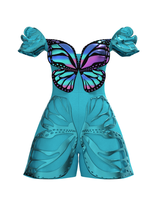 High gloss butterfly playsuit