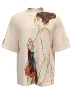 T-shirt - Standing Nude woman with a Patterned Robe