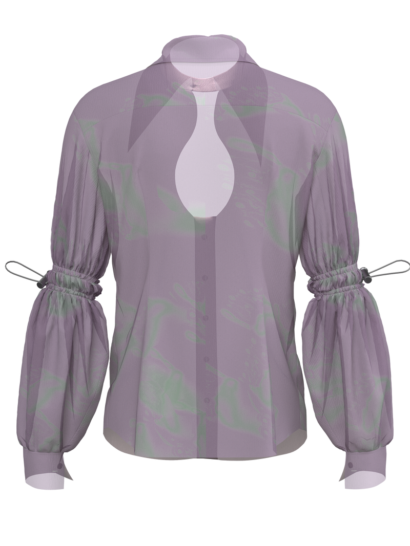 Transparent Silk Open Front Disco Shirt