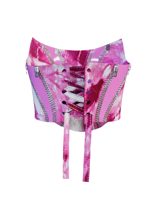 Latex Denim corset top pink