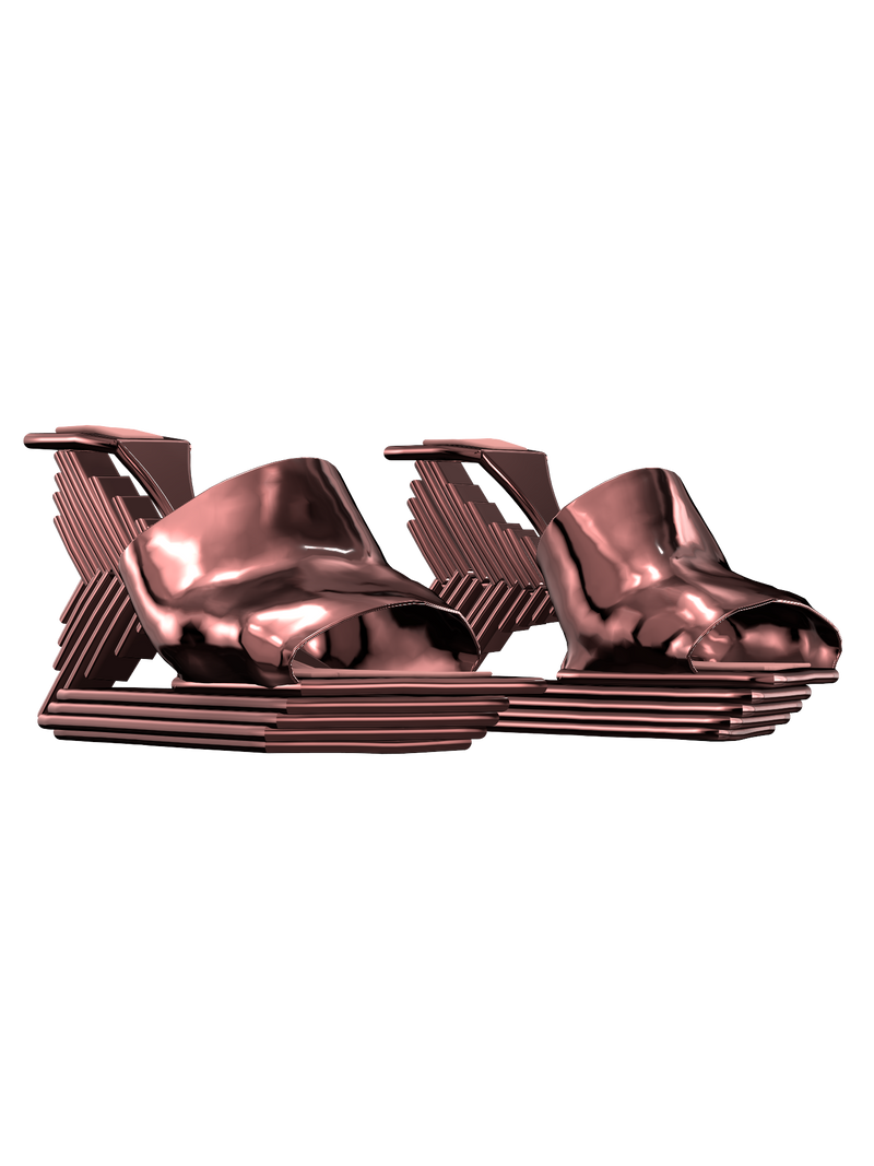 Pink metallic layer heel