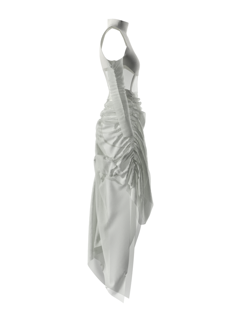 Dress white drapped