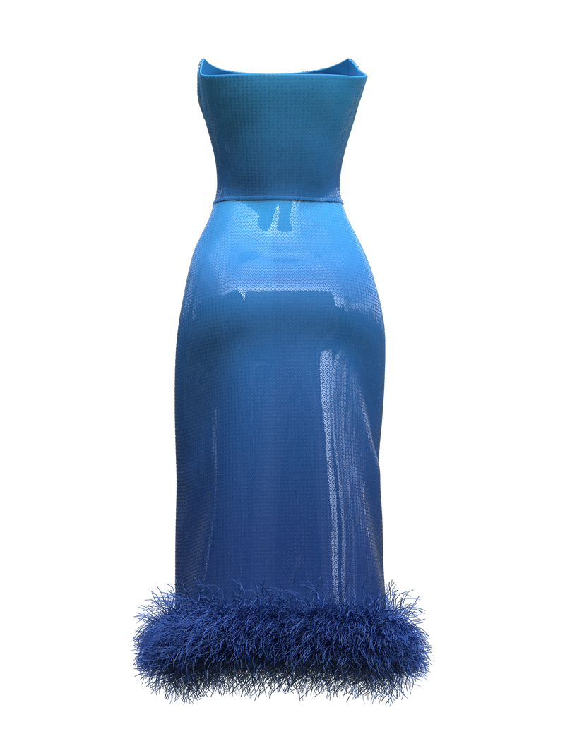 Blue Degrade Sequined Dress