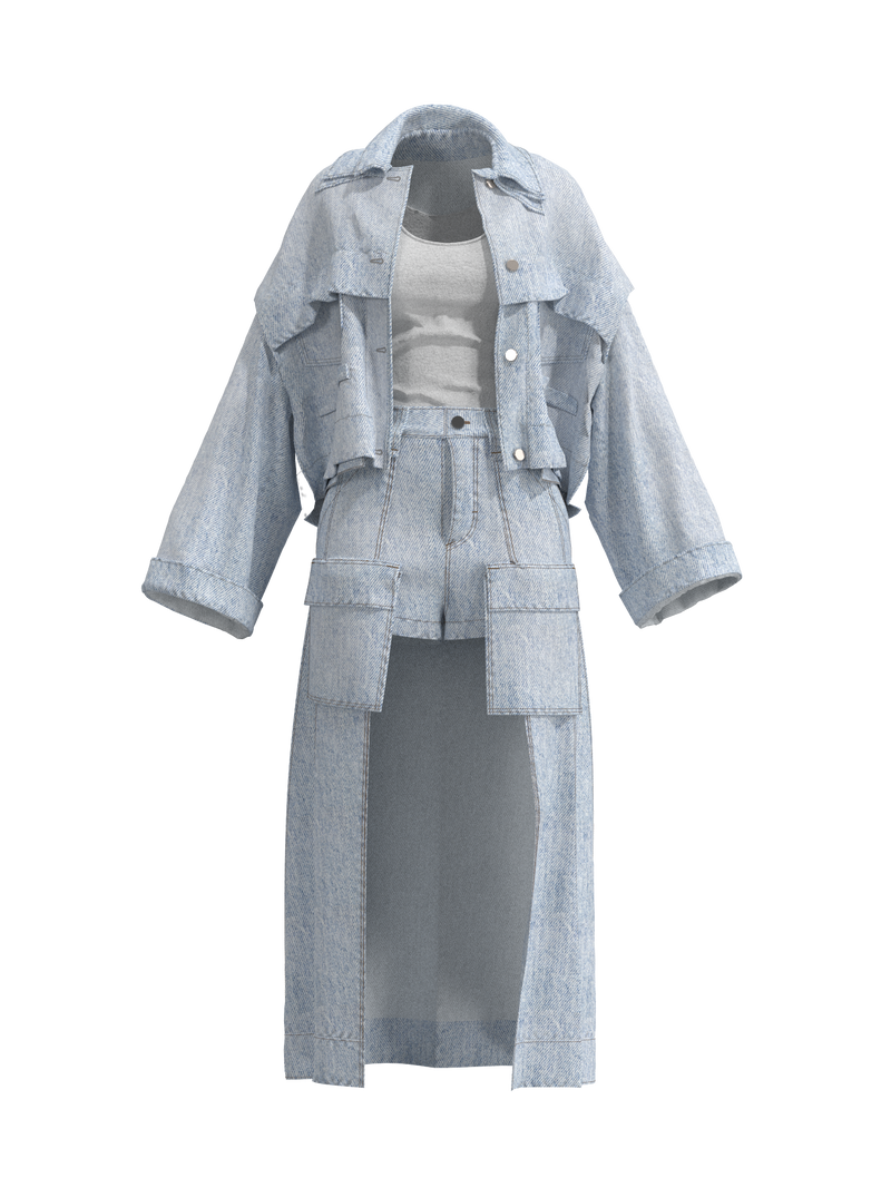 HYBRIDIZED maxi-shorts and slouch jacket