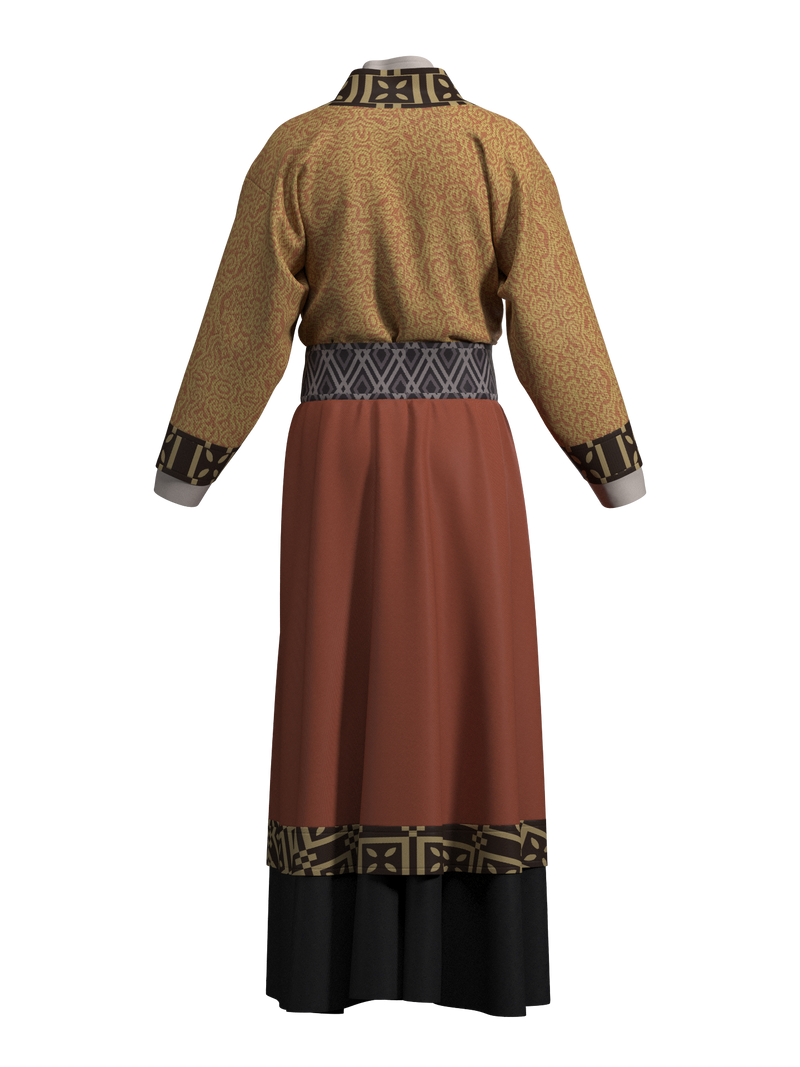 Upper garnment and underskirt for men in Shang Dynasty