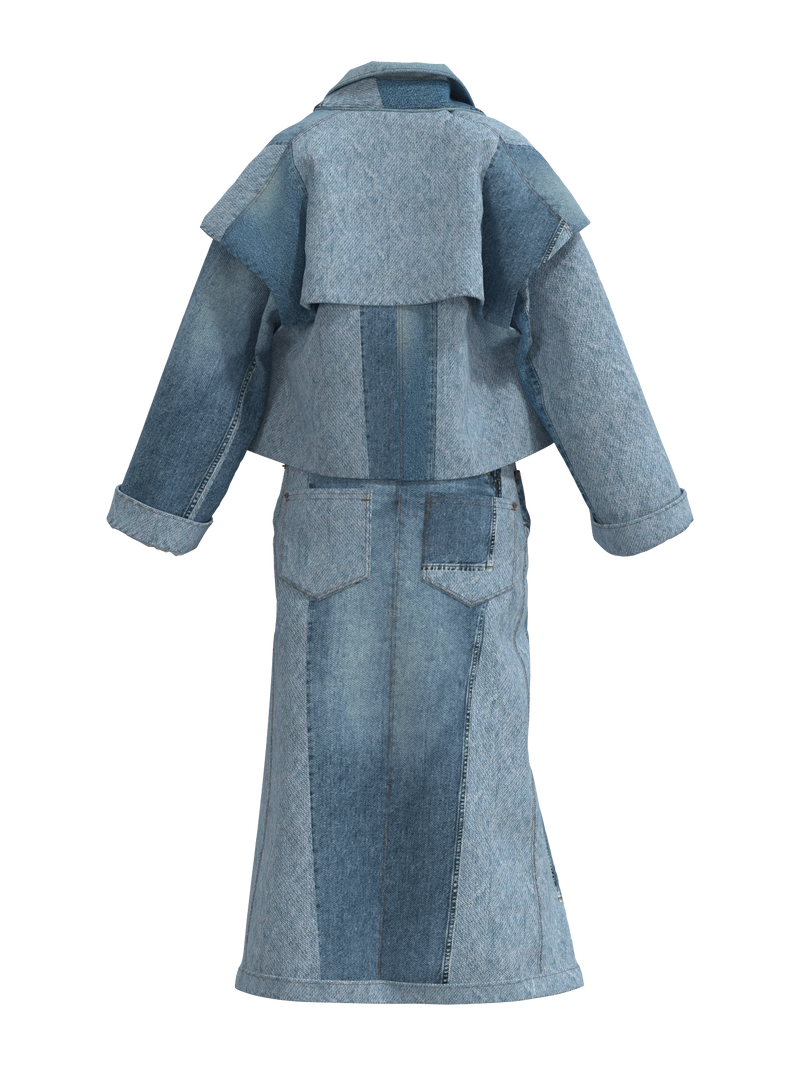 UNIFIED jeans-skirt and scrambled jacket