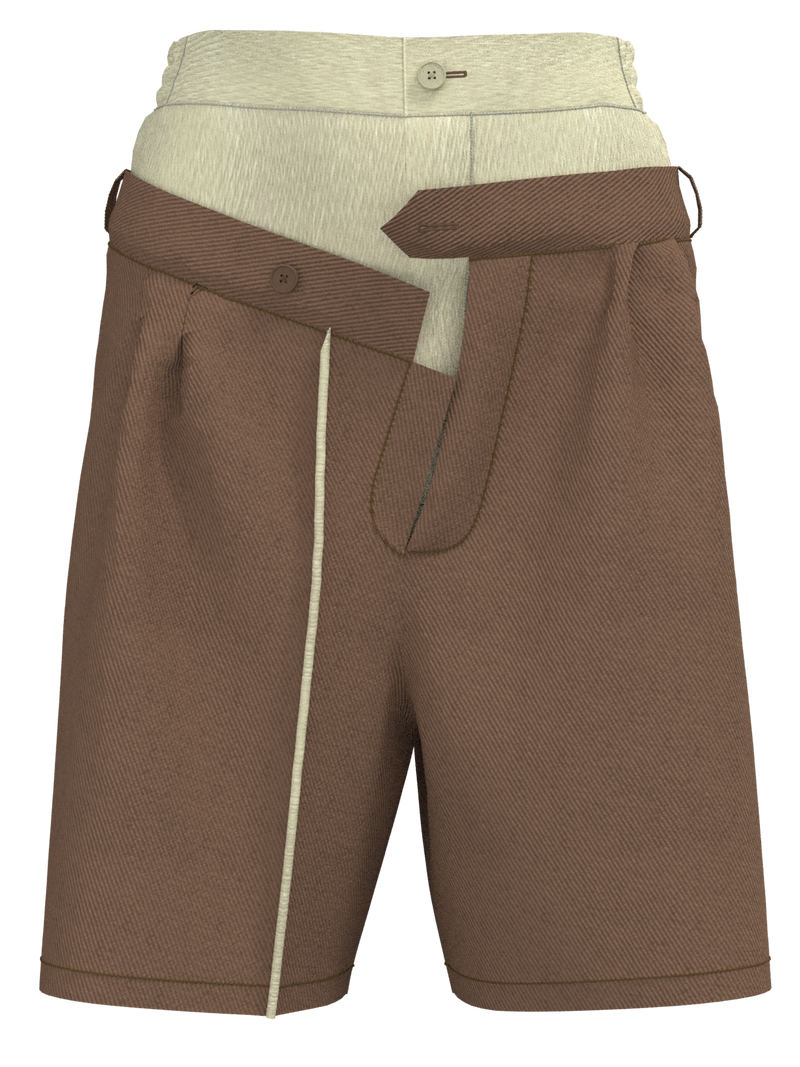Double waist construction shorts