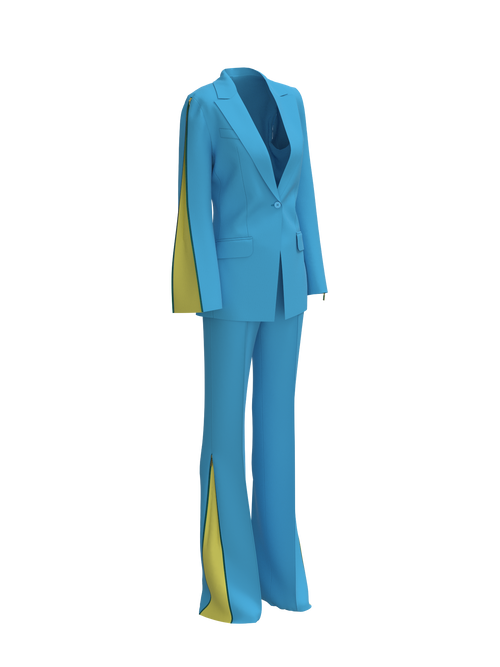 Blue and yellow suit