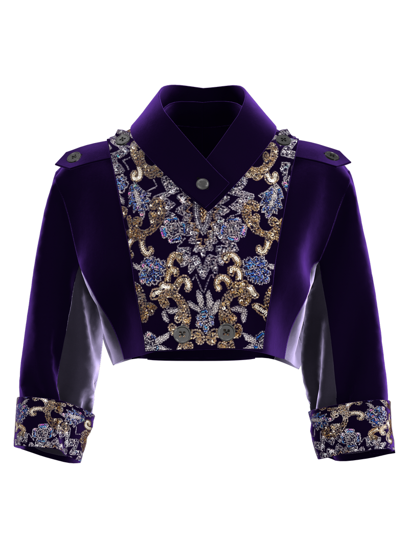Purple Beaded Embroidery Jacket – DRESSX / More Dash Inc. dba DRESSX