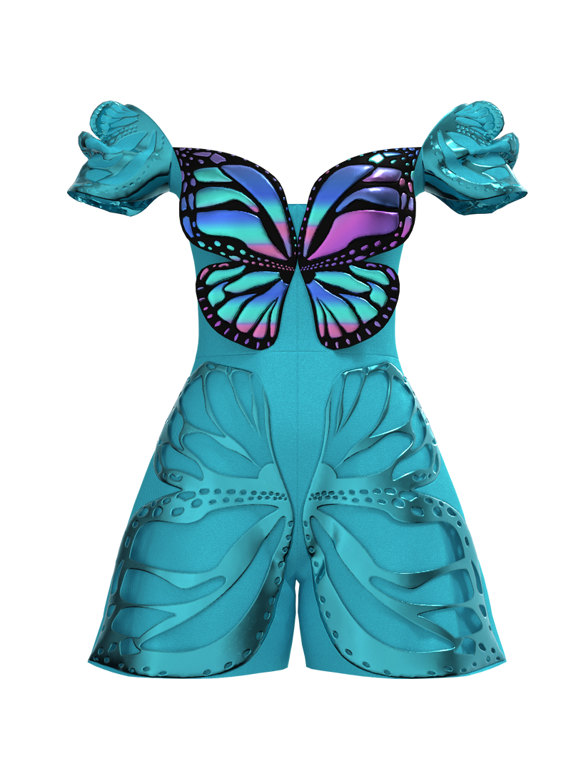High gloss butterfly playsuit