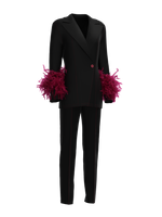 Suit with feathers
