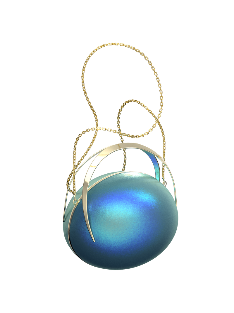 Venus Clutch - Metallic Aqua Blue