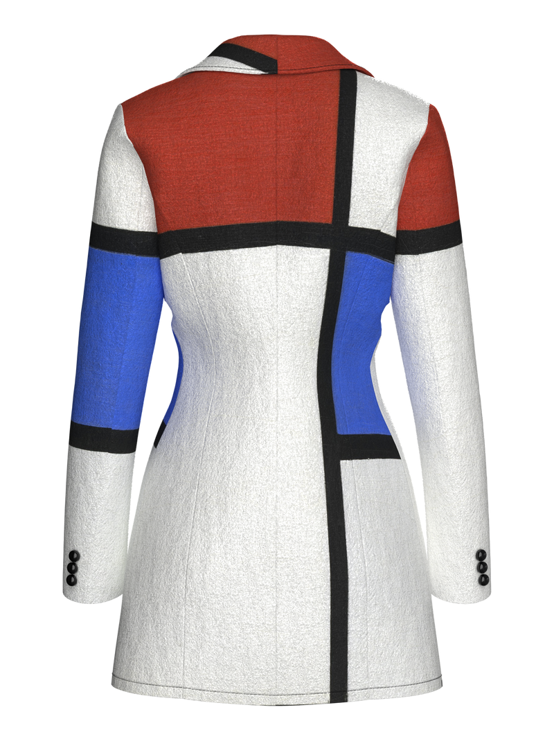 Blazer Dress- Composition No. II with Red and Blue
