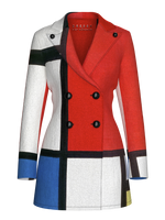 Blazer Dress-Composition with Red,Blue and Yellow