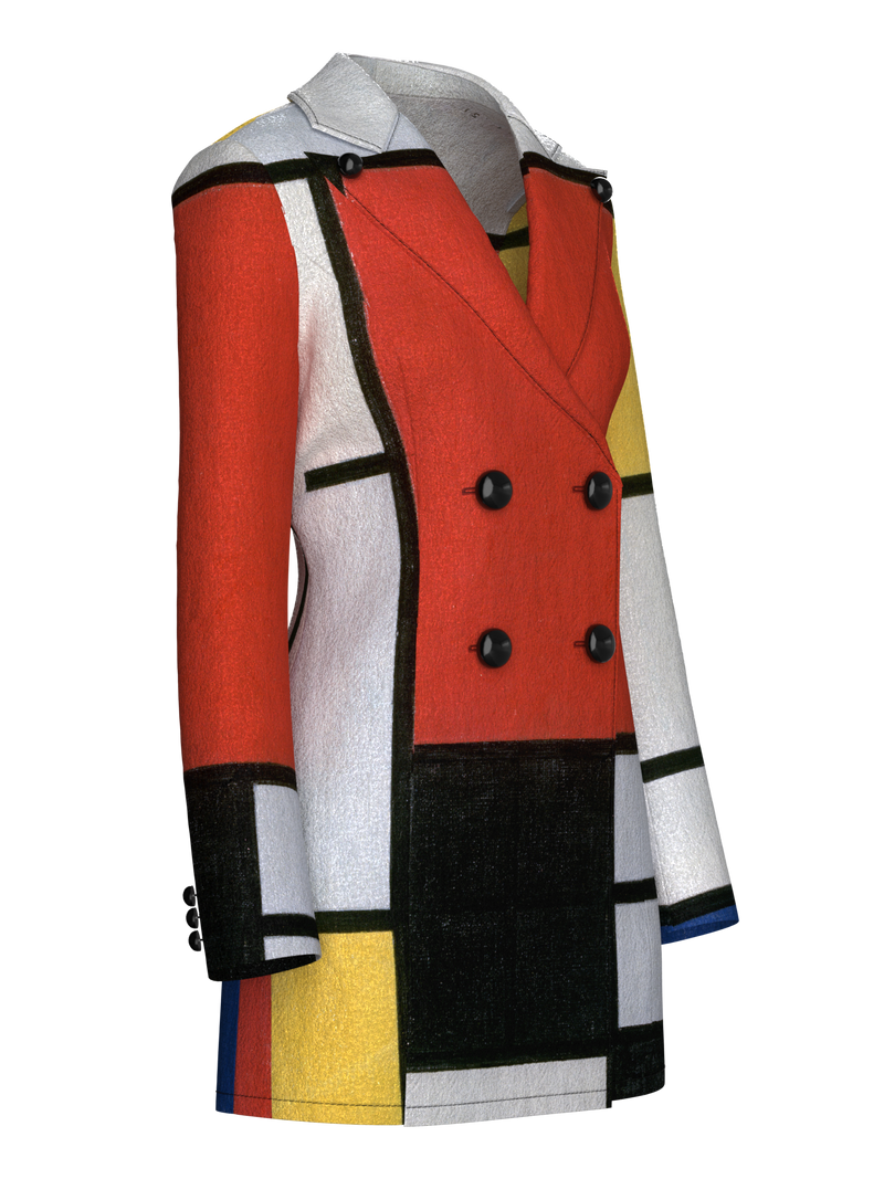 Blazer Dress-Composition with Red, Yellow, Blue and Black
