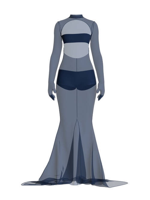 Blue mesh dress