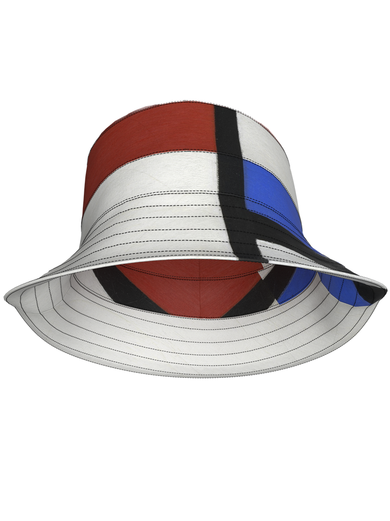 Bucket Hat- Composition No. II with Red and Blue