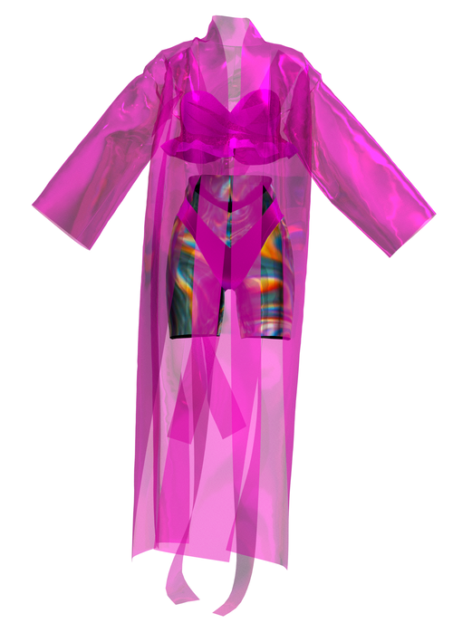 Set of coat, top and shorts by Eva Sviridova in pink