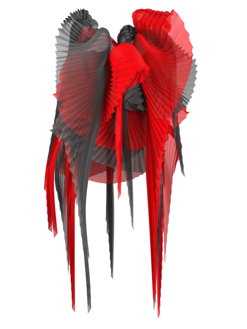 Pleated wings red/black