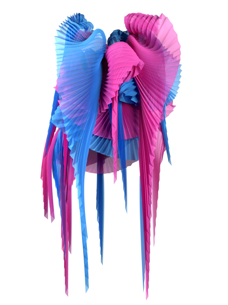 Pleated wings pink/blue