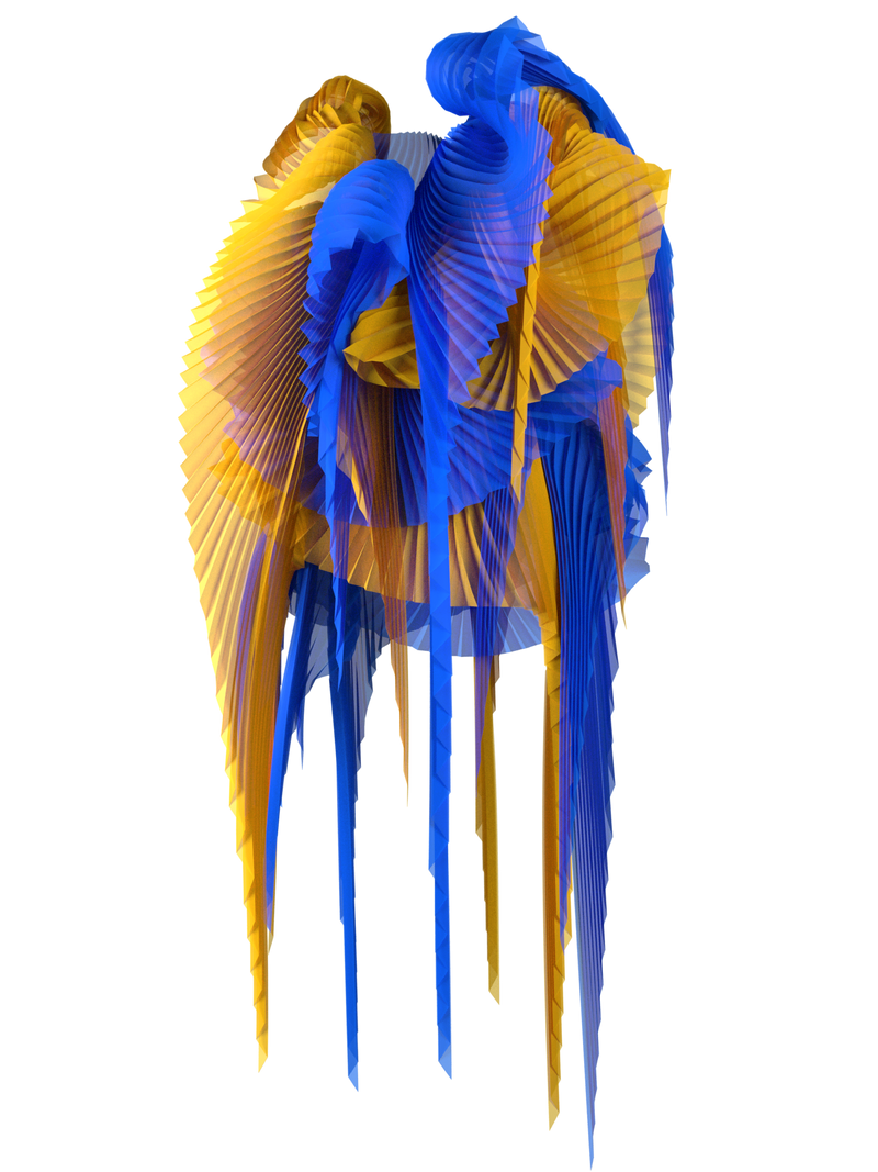 Pleated wings yellow/blue