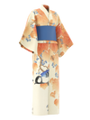 Kimono female long - Great tit on paulownia branch