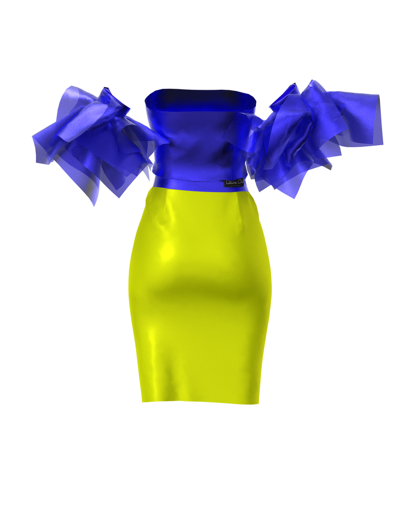 Laura Daili: Blue Yellow Fashion Fighter Dress