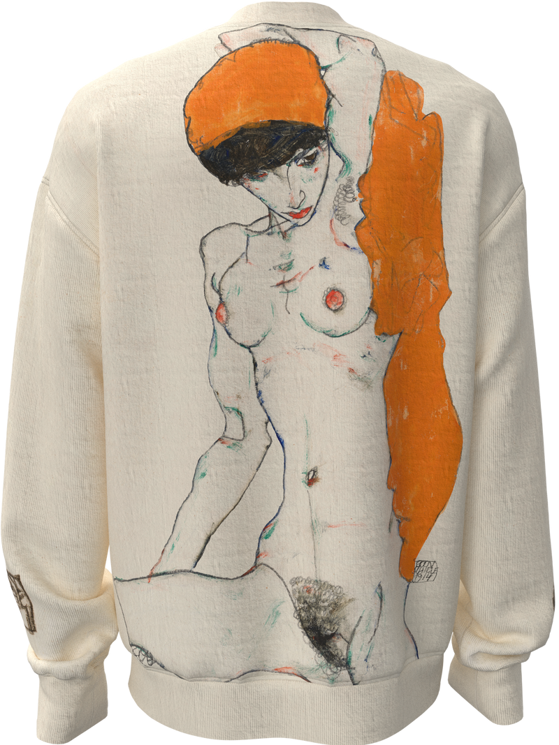 Sweatshirt - Standing Nude with Orange Drapery