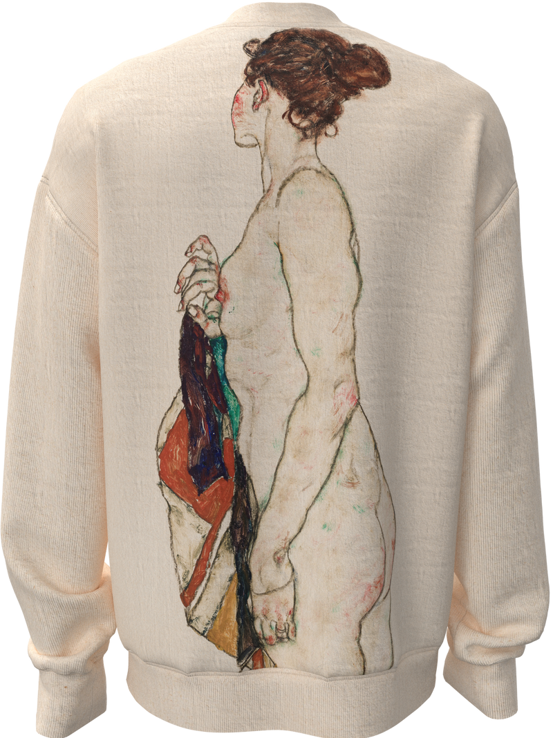 Sweatshirt - Standing Nude woman with a Patterned Robe