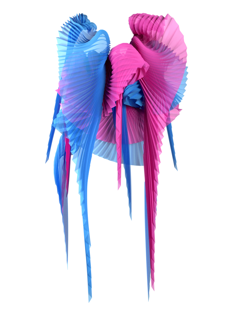 Pleated wings pink/blue