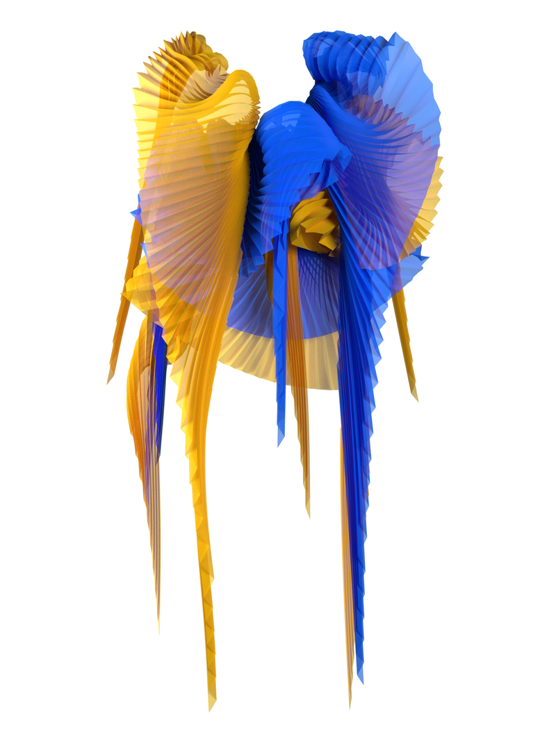 Pleated wings yellow/blue