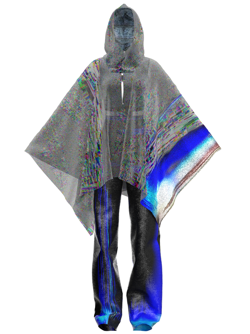 GRADIENT NOISE PONCHO WITH SPACE TEXTURED PANTS