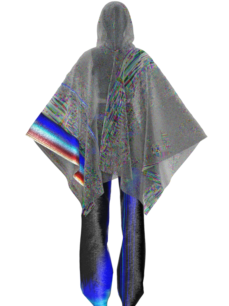 GRADIENT NOISE PONCHO WITH SPACE TEXTURED PANTS