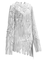 White hand braided sweater