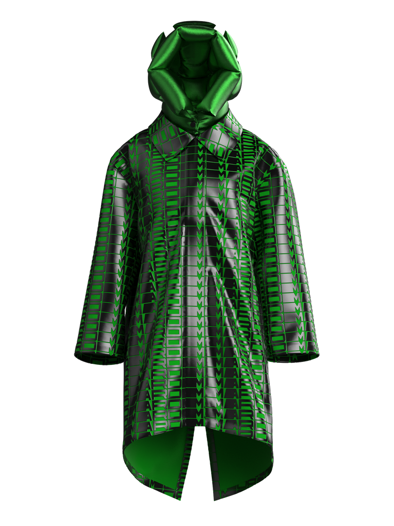 Digital Lettering Puffy Jacket GREEN