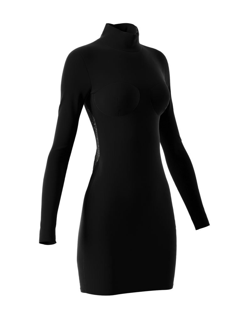 Black velvet balconnets dress
