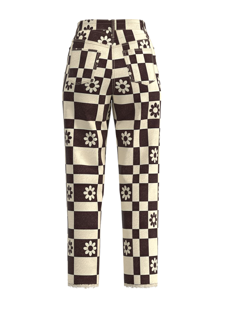 Pacsun Flower Checkerboard Jeans