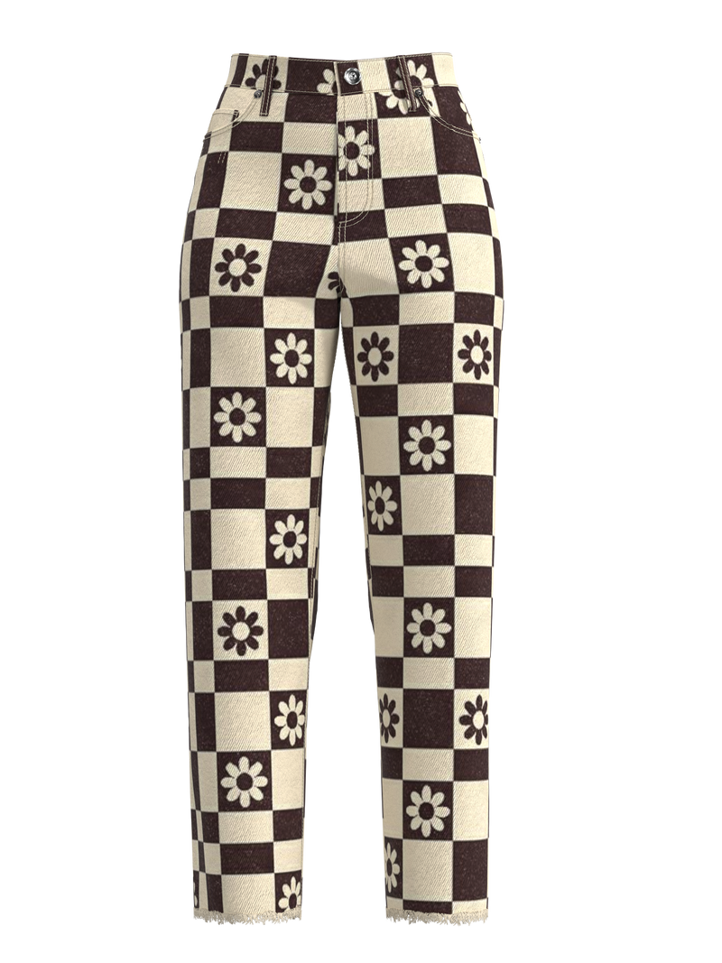 Pacsun Flower Checkerboard Jeans