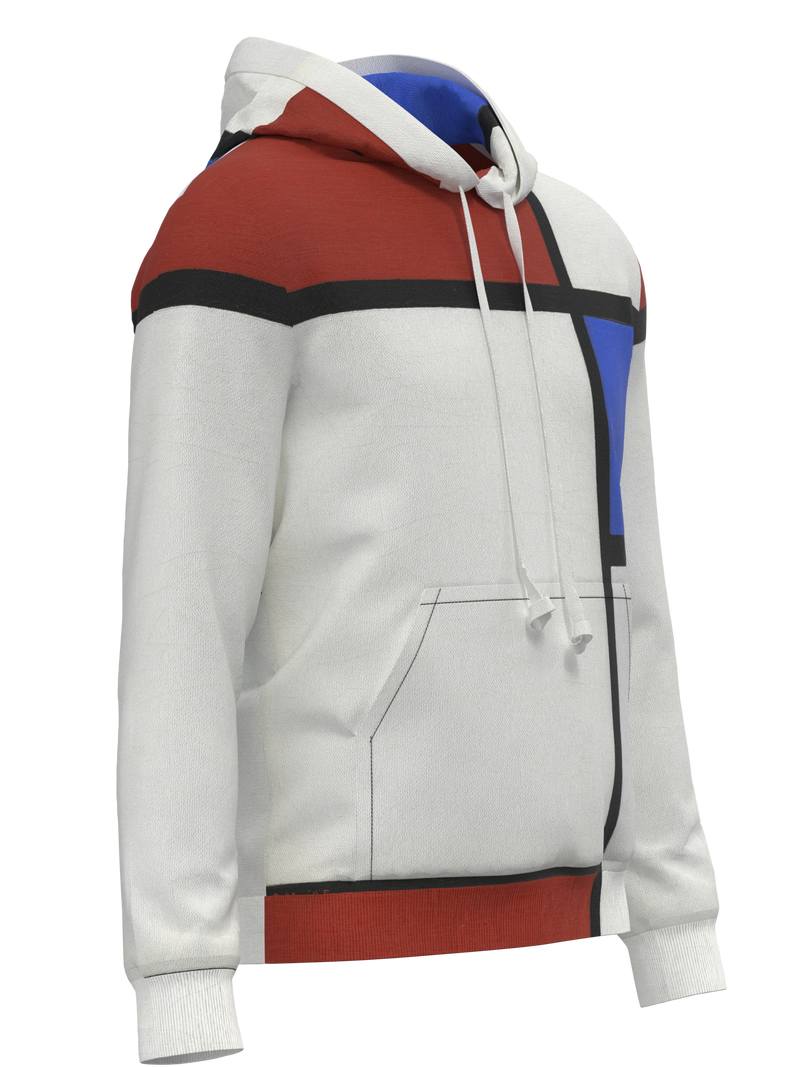 Hoodie-Composition No. II with Red and Blue