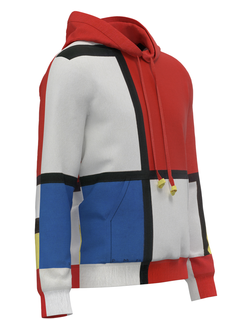 Hoodie-Composition with Red, Blue and Yellow