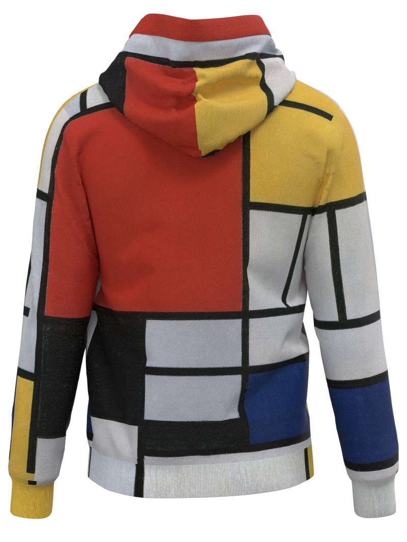 Hoodie-Composition with Red, Yellow, Blue and Black