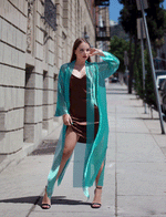 Video Look - Set of coat, top and shorts by Eva Sviridova in green