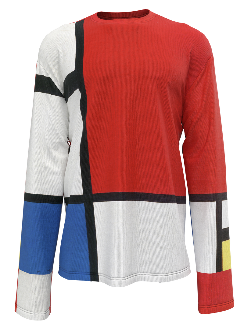 Longsleeve T-Shirt-Composition with Red, Blue and Yellow
