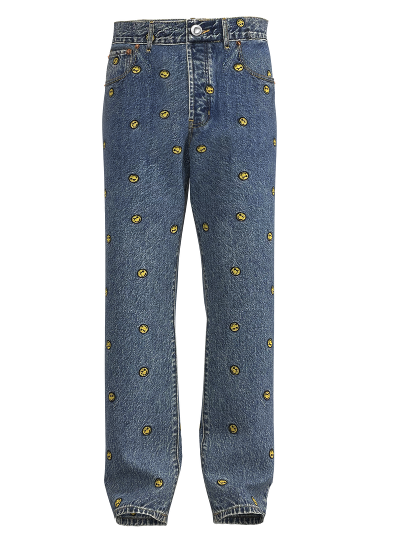 Pacsun Smiley Face Embroidery Jeans