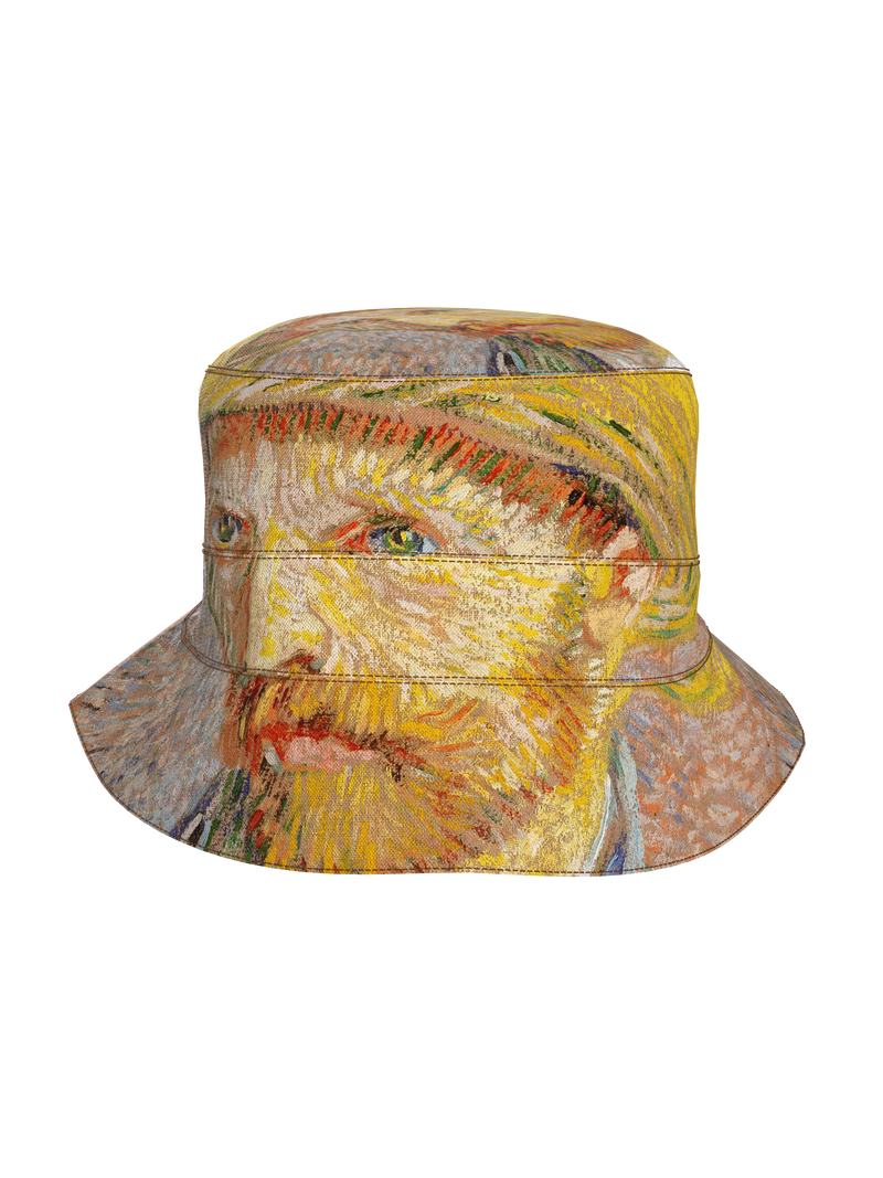 Bucket Self-Portrait with a Straw Hat
