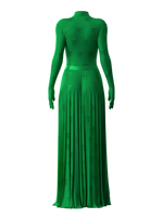 Satin Pleats Skirt GREEN