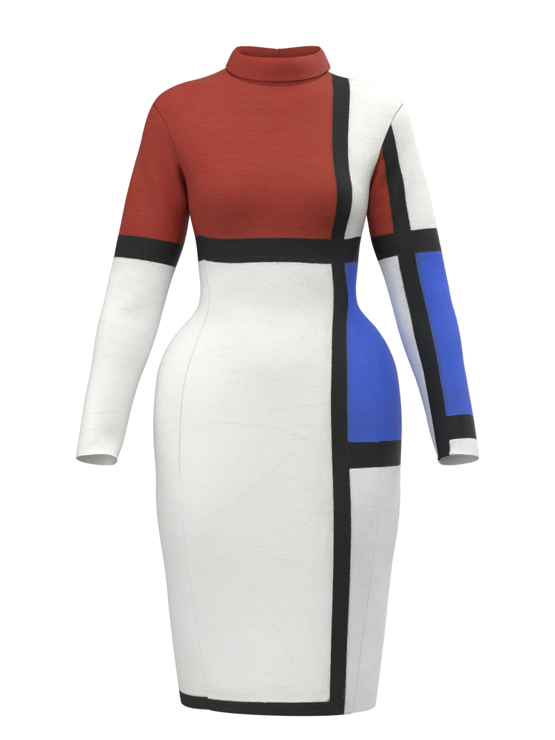 Space Dress- Composition No. II with Red and Blue