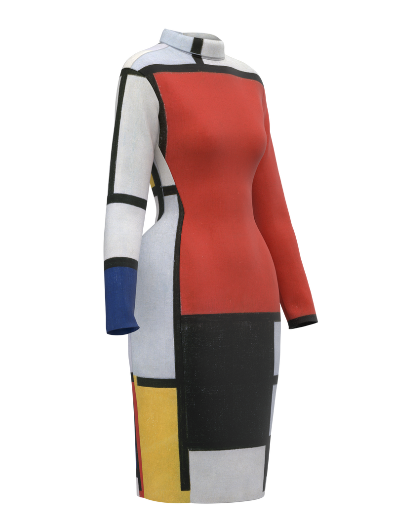 Space Dress-Composition with Red, Yellow, Blue and Black
