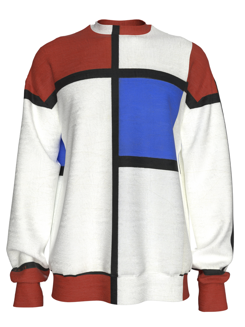 Sweatshirt-Composition No. II with Red and Blue